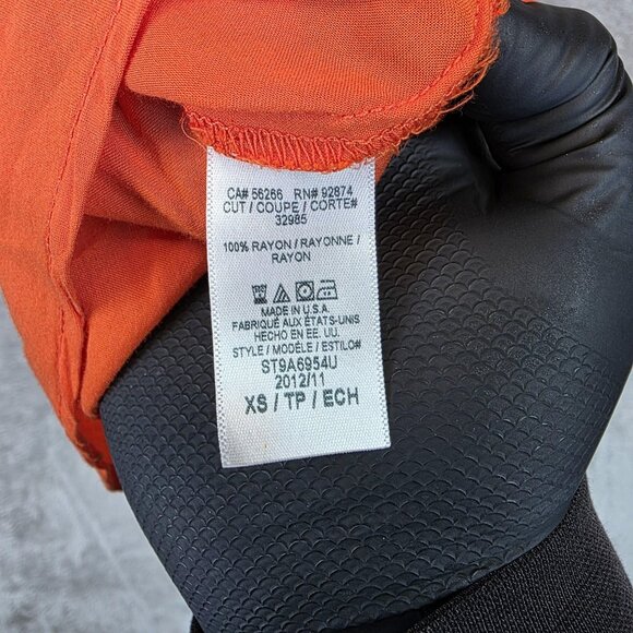 Splendid Shirt Womens XS Orange Double Pocket Button Up Sheer Rayon Blouse Top - Picture 11 of 13